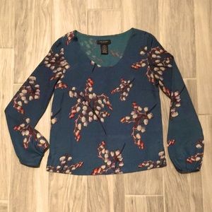 MM Couture Turquoise Blouse with Flower Print